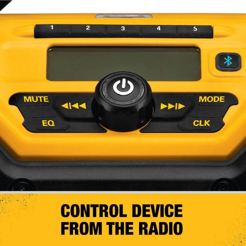 DEWALT 20V MAX Bluetooth Radio, 100 ft Range, Portable for Jobsites