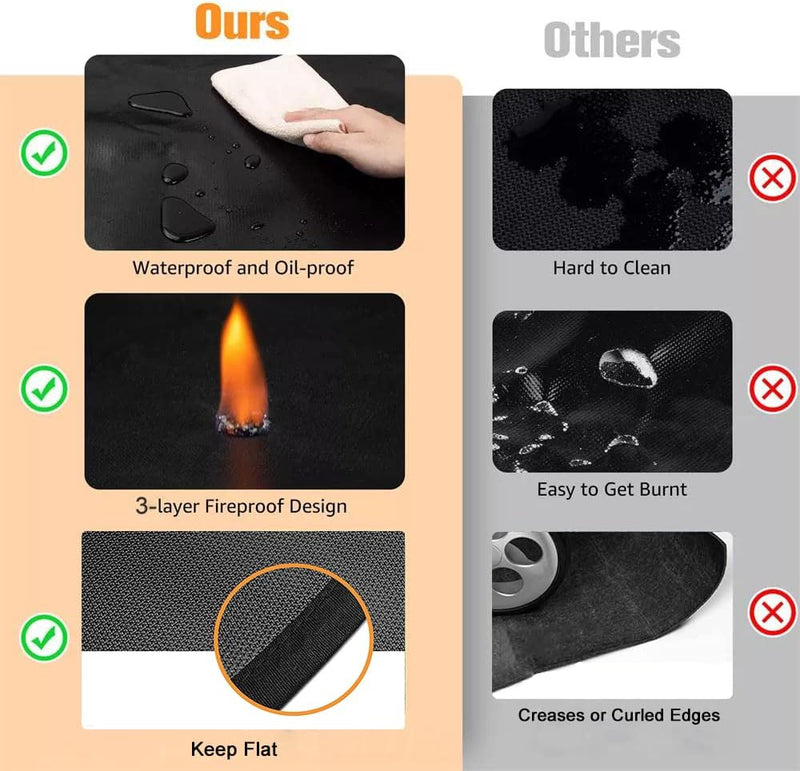 UBeesize Large 65 x 48 inches Under Grill Mat for Outdoor Grill,Double-Sided Fireproof Grill Pad for Fire Pit,Indoor Fireplace Mat Fire Pit Mat,Oil-Proof Waterproof BBQ Protector for Decks and Patios