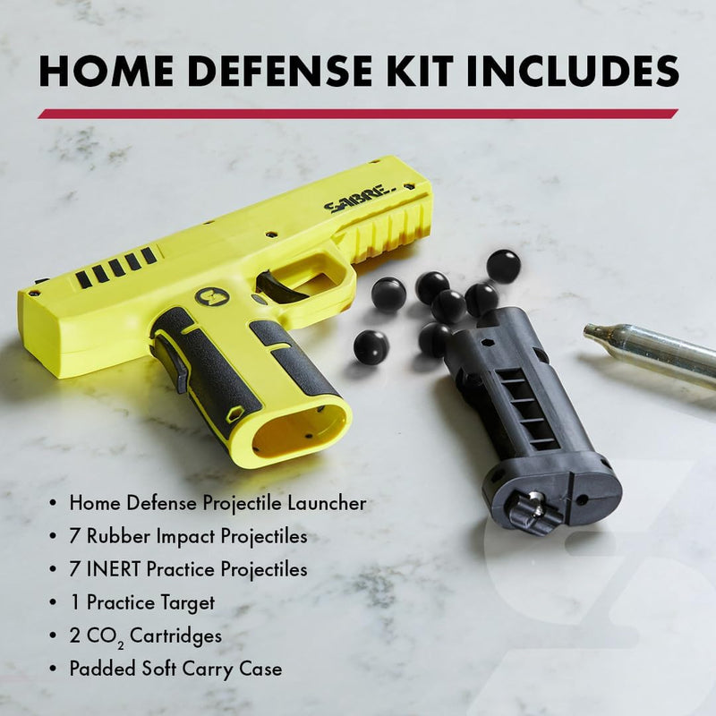SABRE Home Defense Projectile Launcher, Large Size with (7) 0.68 Cal. Impact Projectiles, 40% More Stopping Power for Extra Home Protection, 6.89”W x 8.56”H, Holds Up to 7 projectiles