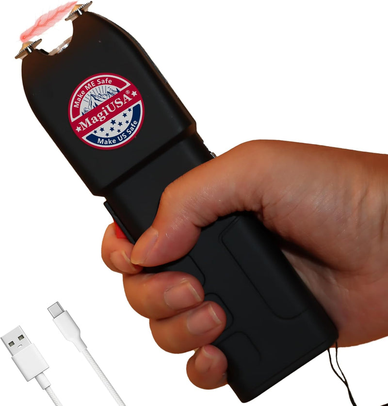 989 Heavy stun Gun Flashlight Billion Volts tazer self Defense for Women with Wrist Strap Safety Switch Discreet Electric Shock Non Lethal Compact taeser Emergency Protection