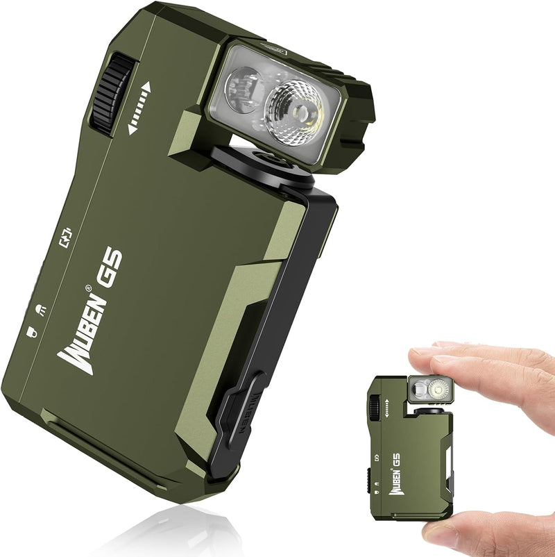 WUBEN G5 Rechargeable EDC Flashlight, Powerful RGB Flashights, 400 Lumens Portable Flat Mini Flashlights, IP68 Waterproof Multi-Mode Magnetic Small Keychain Flashlight for Camping, Emergency