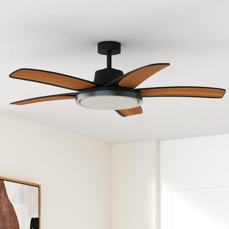Dreo Smart Ceiling Fans with Lights, Low profile Ceiling Fan with Alexa/App, 52'' Dimmable Lighting & Color Tuning, RGB Ambient Light for Living Room, Game Room, Easy Installation, Quiet, Black
