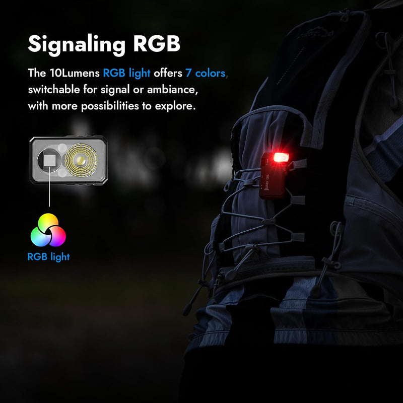 WUBEN G5 Rechargeable EDC Flashlight, Powerful RGB Flashights, 400 Lumens Portable Flat Mini Flashlights, IP68 Waterproof Multi-Mode Magnetic Small Keychain Flashlight for Camping, Emergency