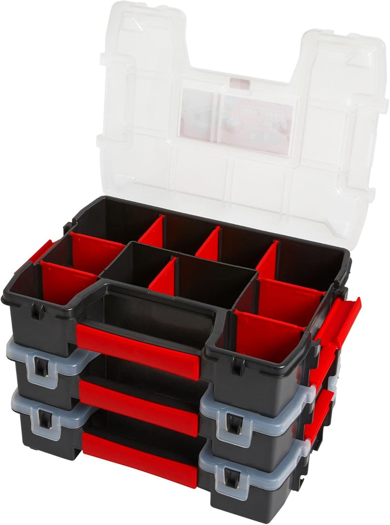 CRAFTSMAN Storage Organizer, Small Parts Organizer, 3-Packs with 10-Compartments, Lid Includes Secure Latch