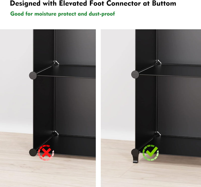 HOMIDEC Closet Organizers and Storage, 9 Cube Storage Organizer, Portable Closet Organizer Cubes Shelves for Clothes, Bedroom, Kids Room, Bathroom, Wardrobe, Garment Racks, Black