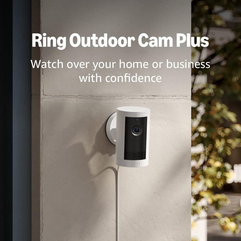 Introducing Ring Outdoor Cam Plus, Plug-In — Wide-Angle 2K Video with Ring Vision, Low-Light Sight for full-color night vision