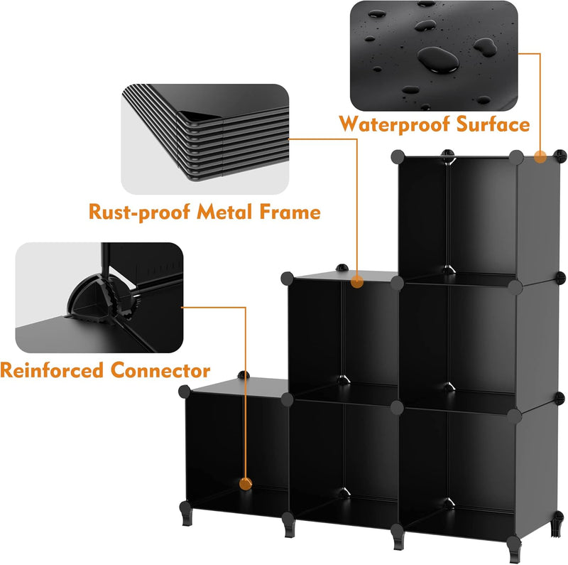 HOMIDEC Closet Organizers and Storage, 9 Cube Storage Organizer, Portable Closet Organizer Cubes Shelves for Clothes, Bedroom, Kids Room, Bathroom, Wardrobe, Garment Racks, Black