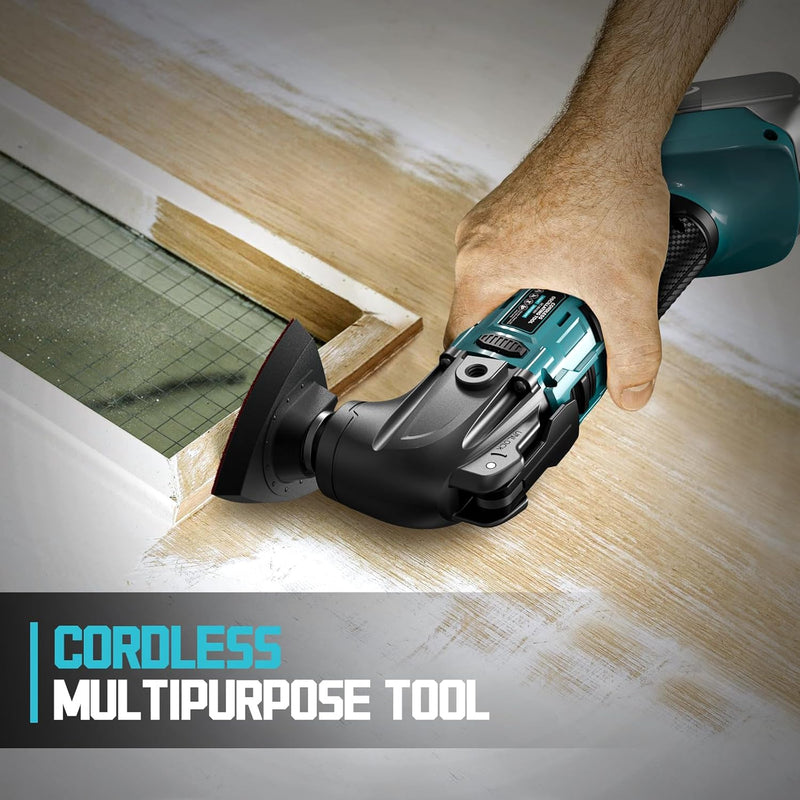 Cordless Oscillating Tool Compatible with Makita Battery, 21000 OPM Max Brushless-Motor Tool with Auxiliary Handle, Oscillating Multi-Tool for Scraping, Sanding,Cutting Wood(Tool only)