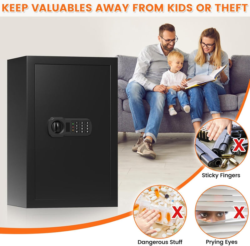 5.0 Cuft Large Fireproof Safe for HOME USE, Digital Home Security Box with Programmable Keypad and Spare Keys, Document Safe Fireproof Waterproof, Anti-Theft Fire Safety Box for Home Office