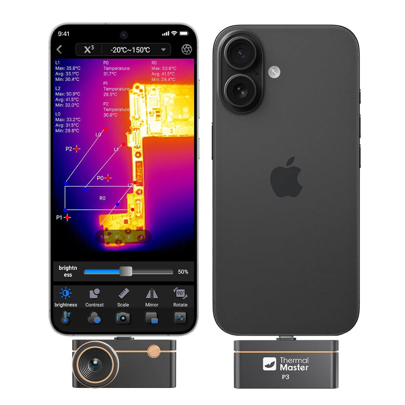 Thermal Camera for Android & iOS, P3 Thermal Imaging Camera with 512×384 X³ IR Resolution, 256×192 IR Resolution, Manual Focus Infrared Camera, 15× Zoom, -4℉ to 1112℉ Temp Range Thermal Imager