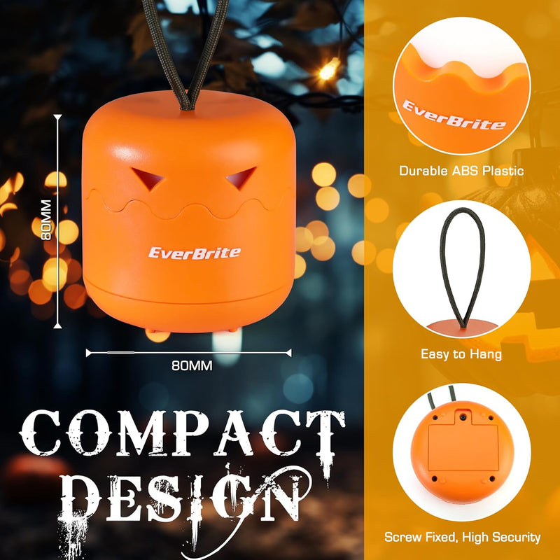 EverBrite 3-Pack Halloween Pumpkin Lantern, Collapsible Jack O Lantern Pumpkins with Lanyard, Halloween Party Favors, Light up Pumpkin Outdoor for Halloween Party Decoration, Battery Included