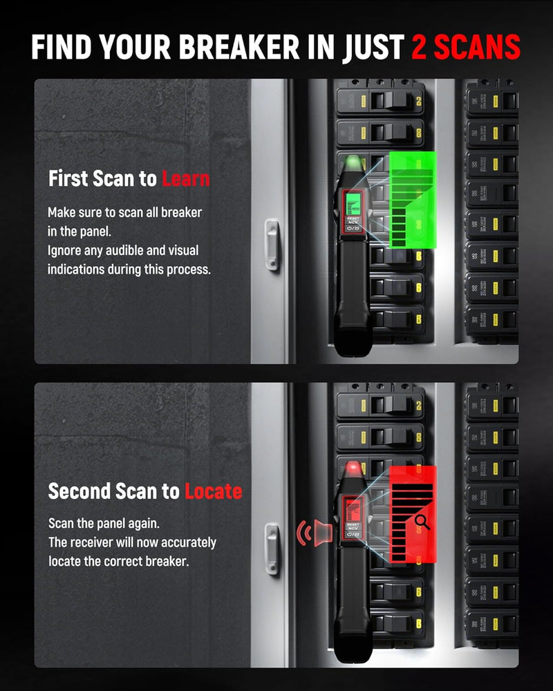 KAIWEETS Circuit Breaker Finder with LCD Display, GFCI Outlet Tester, Electrical Circuit Tracer Tool with NCV Test & Flashlight, Includes Carrying Case and Adapters