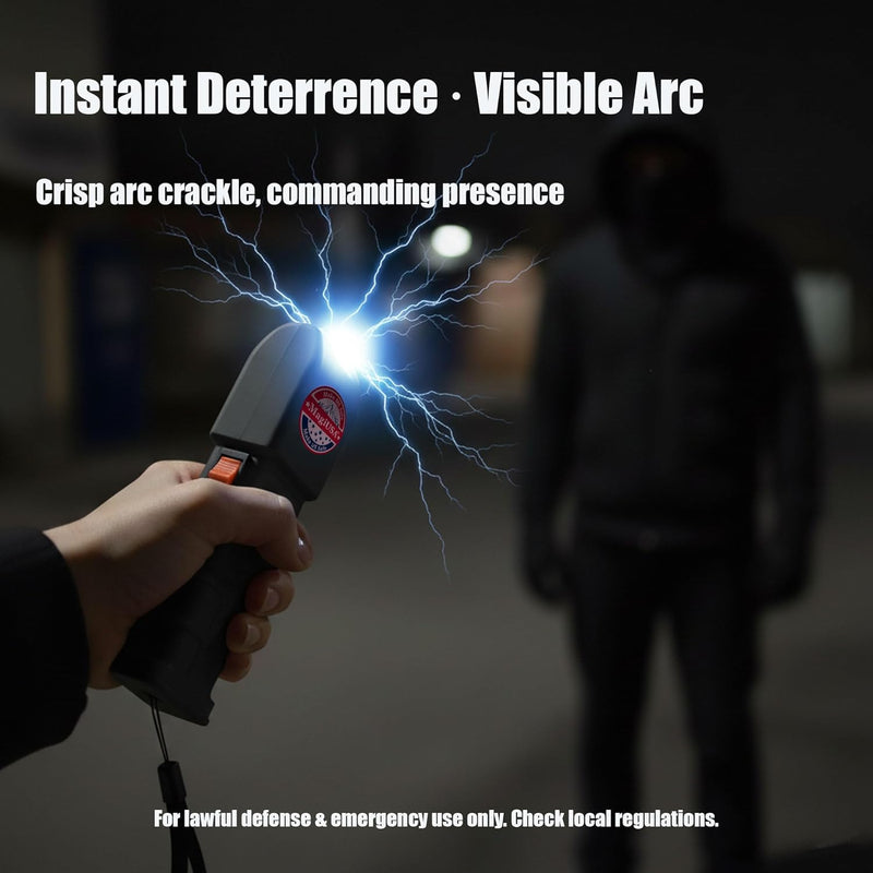 989 Heavy stun Gun Flashlight Billion Volts tazer self Defense for Women with Wrist Strap Safety Switch Discreet Electric Shock Non Lethal Compact taeser Emergency Protection