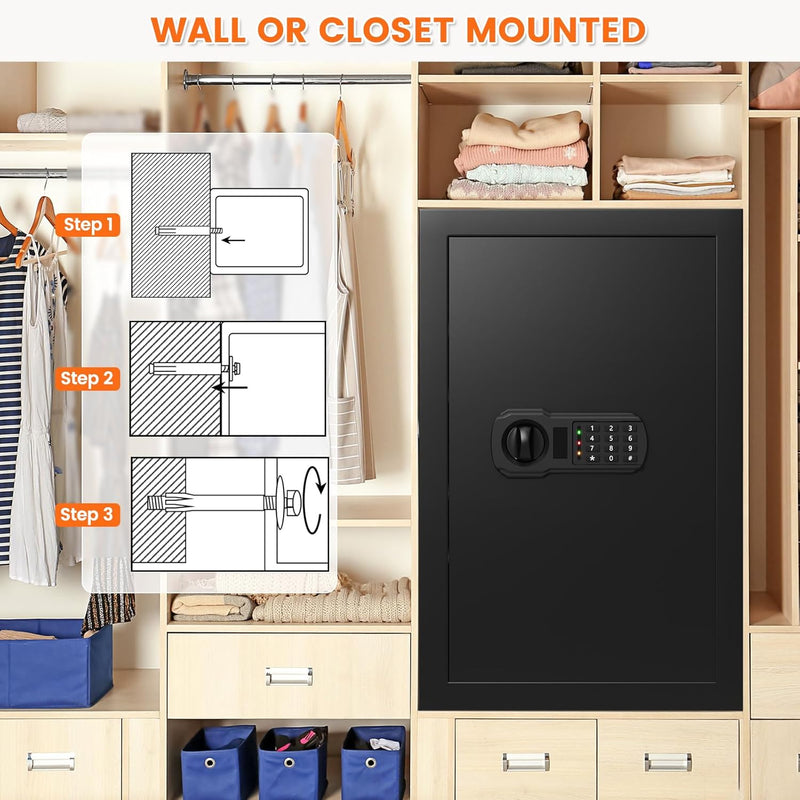 5.0 Cuft Large Fireproof Safe for HOME USE, Digital Home Security Box with Programmable Keypad and Spare Keys, Document Safe Fireproof Waterproof, Anti-Theft Fire Safety Box for Home Office