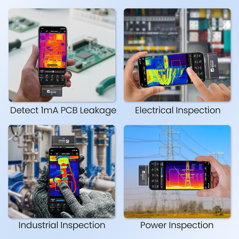 Thermal Camera for Android & iOS, P3 Thermal Imaging Camera with 512×384 X³ IR Resolution, 256×192 IR Resolution, Manual Focus Infrared Camera, 15× Zoom, -4℉ to 1112℉ Temp Range Thermal Imager