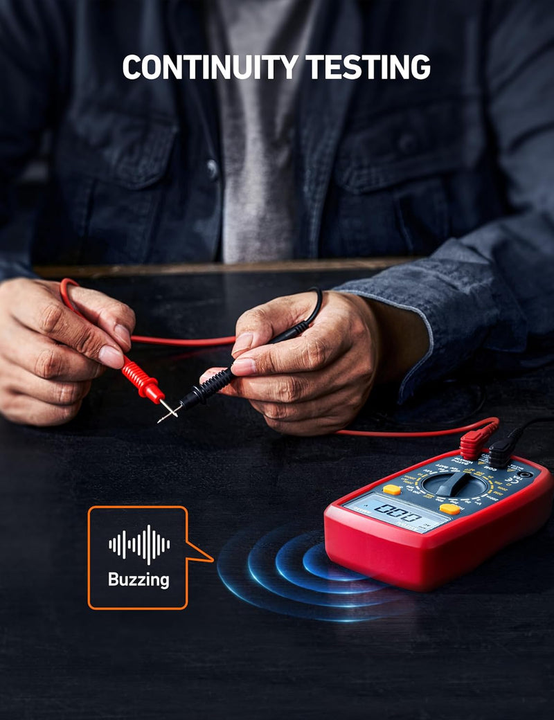 AstroAI Digital Multimeter Tester 2000 Counts with DC AC Voltmeter and Ohm Volt Amp Meter; Measures Voltage, Current, Resistance, Continuity and Diode