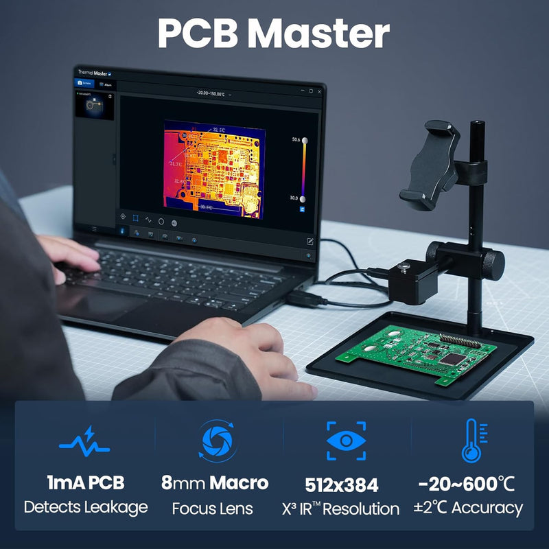 Thermal Camera for Android & iOS, P3 Thermal Imaging Camera with 512×384 X³ IR Resolution, 256×192 IR Resolution, Manual Focus Infrared Camera, 15× Zoom, -4℉ to 1112℉ Temp Range Thermal Imager