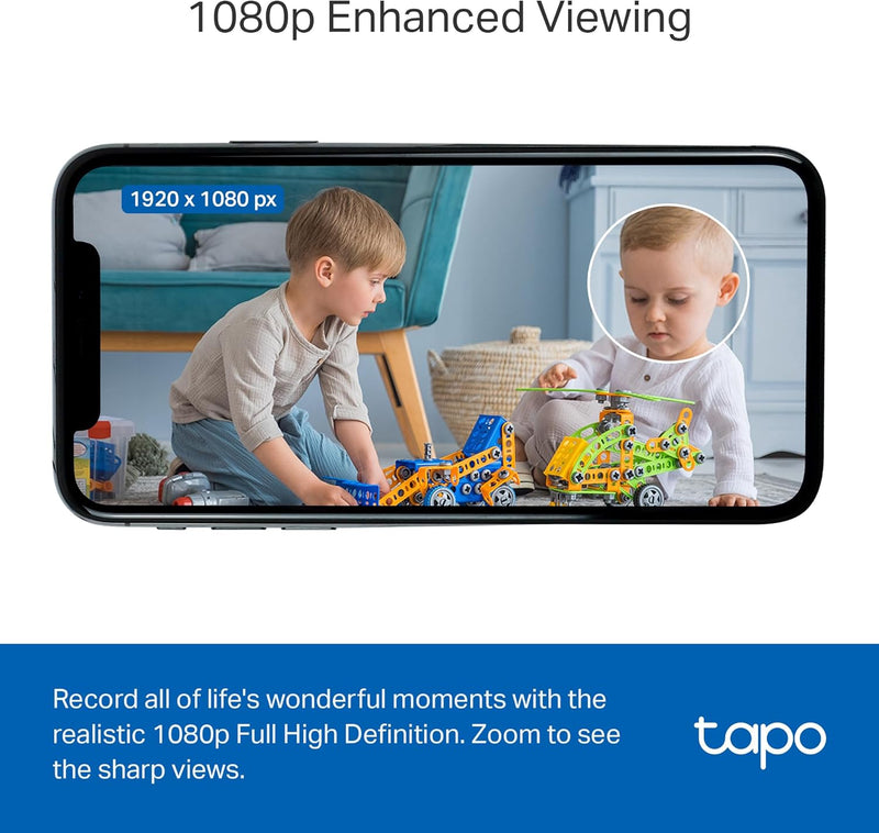 Tapo by TP-Link 1080P Indoor Security Camera for Baby Monitor, Pet Camera w/Motion Detection, 2-Way Audio Siren, Night Vision, Cloud & SD Card Storage, Works w/Alexa & Google Home, C100