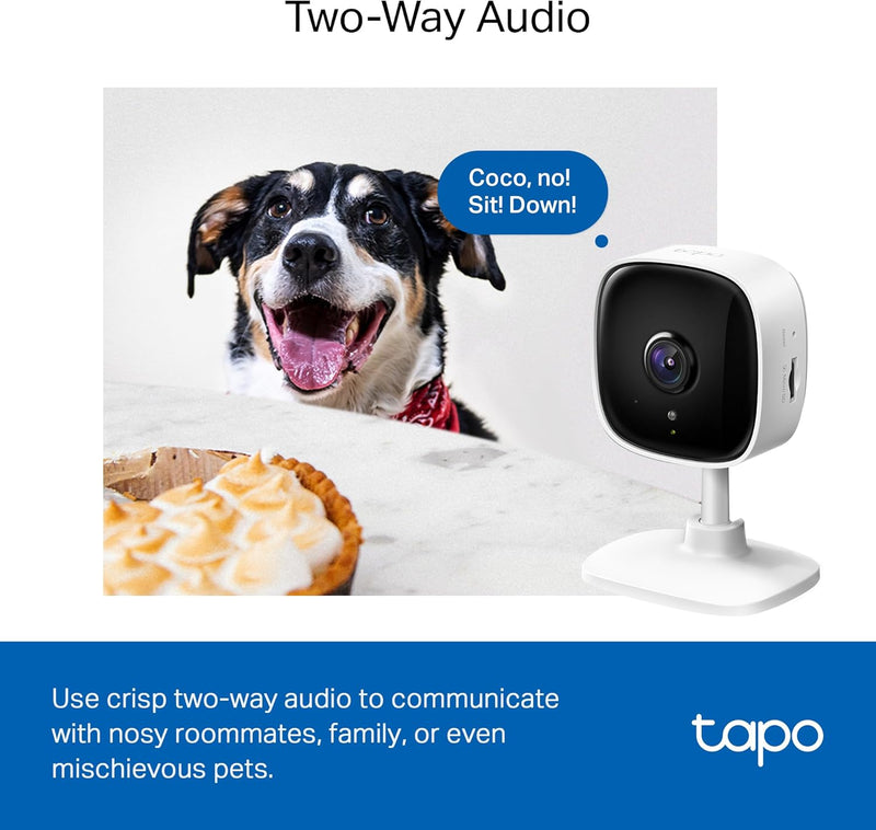 Tapo by TP-Link 1080P Indoor Security Camera for Baby Monitor, Pet Camera w/Motion Detection, 2-Way Audio Siren, Night Vision, Cloud & SD Card Storage, Works w/Alexa & Google Home, C100