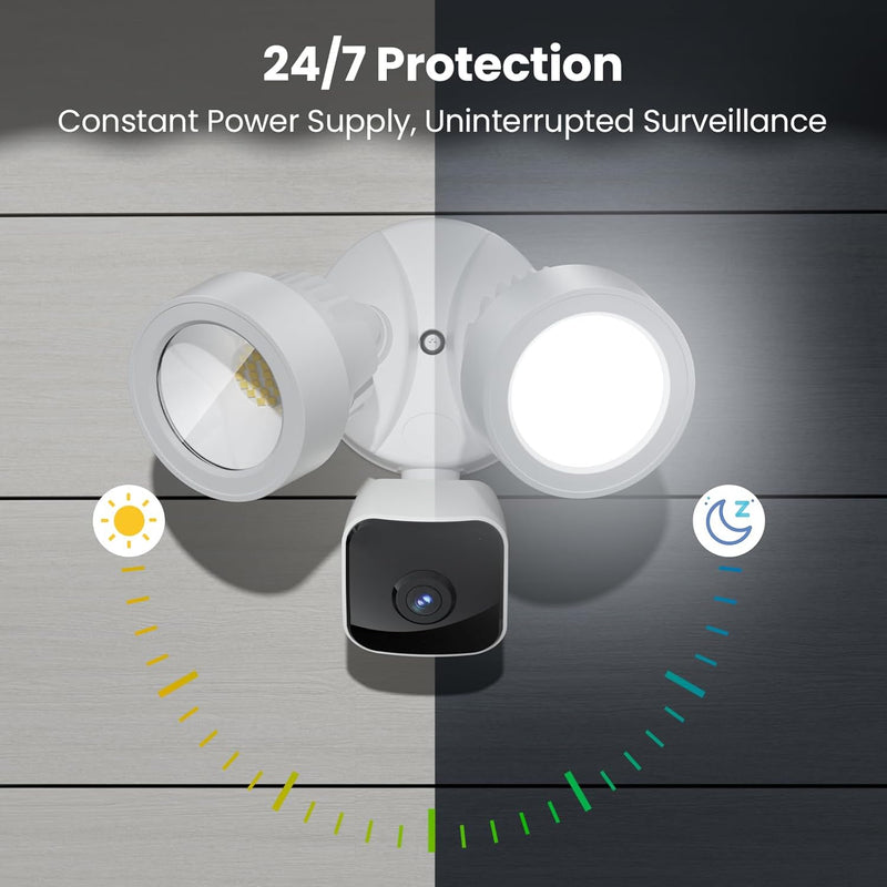 Wired Floodlight Camera | Home Security Flood Light Camera Outdoor with 3K UHD | 2200-Lumen | Motion Sensor, Weatherproof, Color Night Vision, 105dB Siren, 270º Wide View, 2-Way Audio (2025)