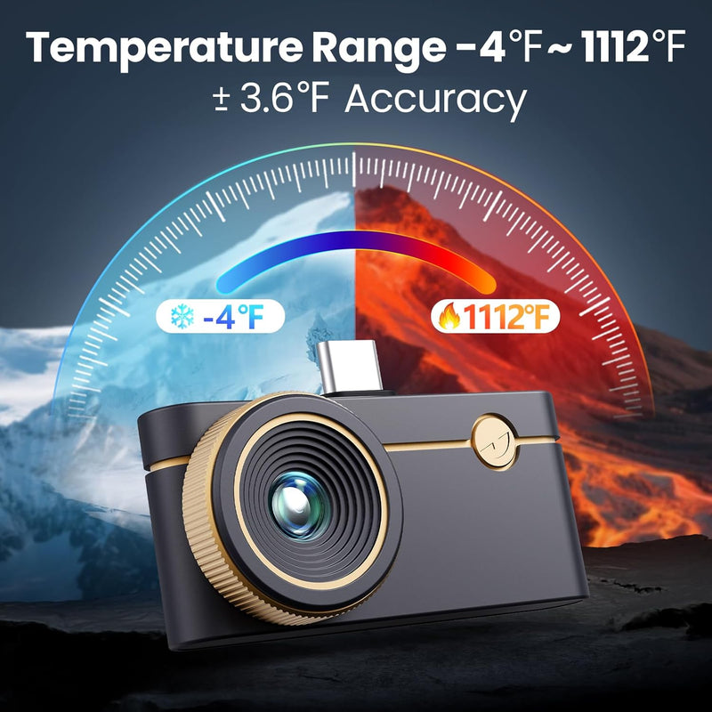 Thermal Camera for Android & iOS, P3 Thermal Imaging Camera with 512×384 X³ IR Resolution, 256×192 IR Resolution, Manual Focus Infrared Camera, 15× Zoom, -4℉ to 1112℉ Temp Range Thermal Imager