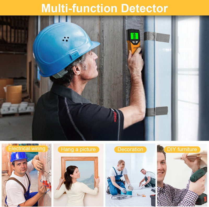 Stud Finder Wall Scanner - 5 in 1 Stud Finder Tool w/Microprocessor Chip and HD LCD Display, Stud Detector Beam Finders for the Center and Edge of Wood AC Wire Metal Studs Joist Pipe (Lemon)