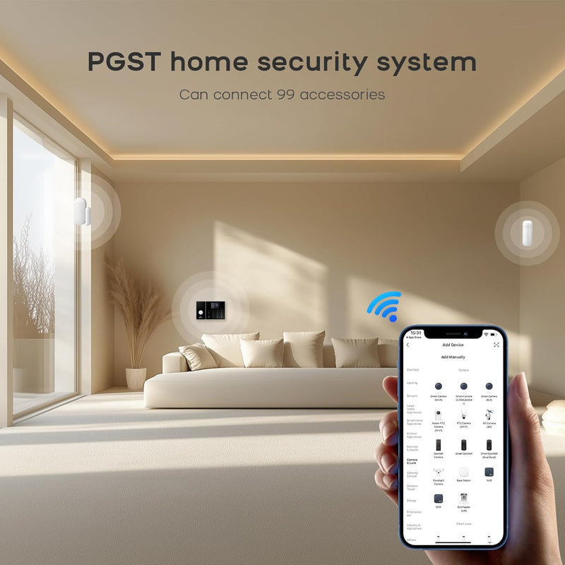 WiFi Home Alarm Security System,Wireless DIY Smart Home Burglar Security Alarm System 24 Pieces Kits, Compatible with Alexa Google Home Voice Control for Villa Home Apartment
