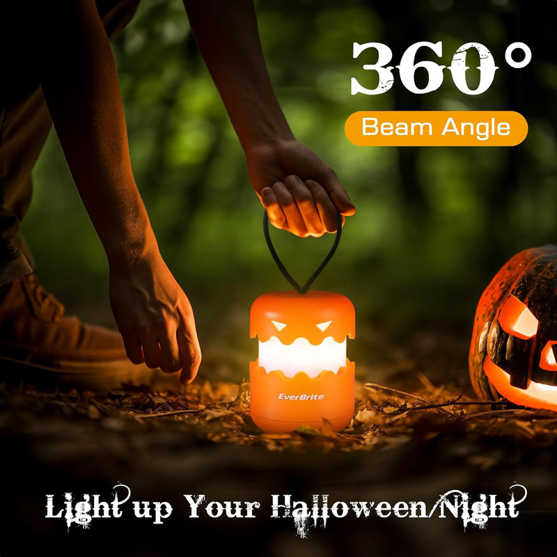 EverBrite 3-Pack Halloween Pumpkin Lantern, Collapsible Jack O Lantern Pumpkins with Lanyard, Halloween Party Favors, Light up Pumpkin Outdoor for Halloween Party Decoration, Battery Included