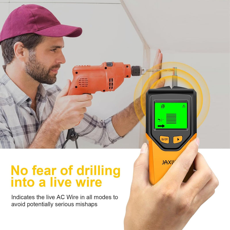 Stud Finder Wall Scanner - 5 in 1 Stud Finder Tool w/Microprocessor Chip and HD LCD Display, Stud Detector Beam Finders for the Center and Edge of Wood AC Wire Metal Studs Joist Pipe (Lemon)