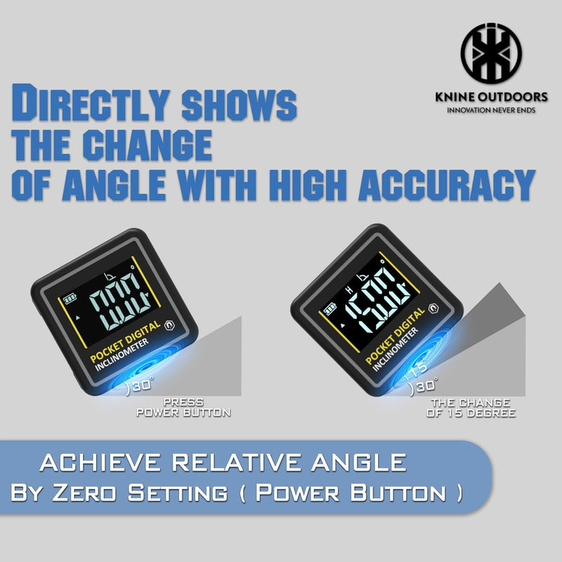 KNINE OUTDOORS Mini Digital Angle Finder 4-side Strong Magnetic Angle Gauge, Table Saw Miter Protractor, Woodworking Measuring Tool, Level Box for Hanging