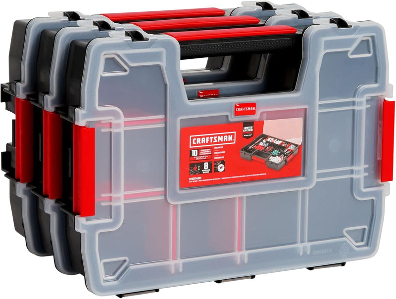 CRAFTSMAN Storage Organizer, Small Parts Organizer, 3-Packs with 10-Compartments, Lid Includes Secure Latch