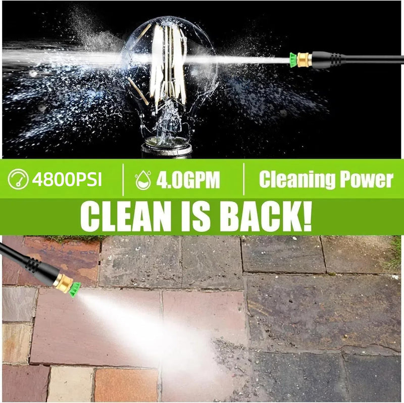 4800 PSI Pressure Cleaner- 4.0 GPM High Power Cleaner with 33FT Hose Reel, 4 Spray Tips and Soap Bottle for Car Washing, Fence Cleaning, Patio Maintenance（Upgraded）