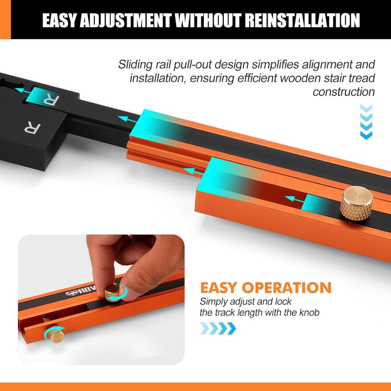 Stair Tread Template Tool - Stair Measuring Tool & Stair Tread Gauge,Stair Gauges for Stair Measurement and Shelf Layout, No Assembly Required, Storage Bag Included