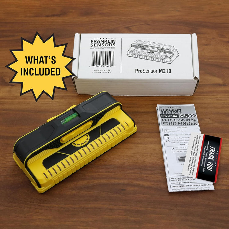 Franklin Sensors ProSensor M210 Stud Finder with 13-Sensors, Wood & Metal Stud Detector/Wall Scanner for Drywall, Live Wire Detection