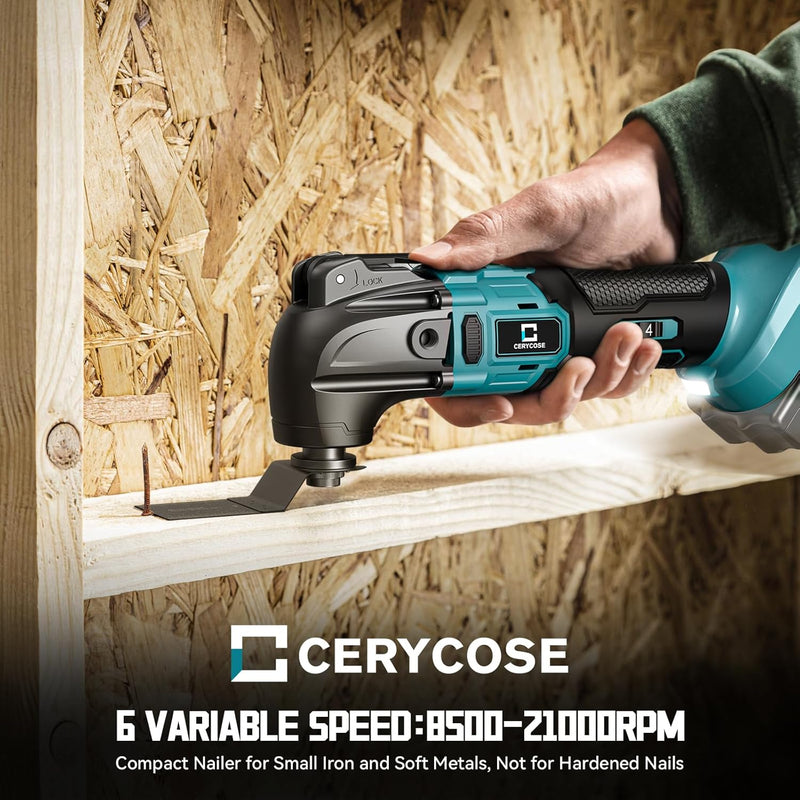 Cordless Oscillating Tool Compatible with Makita Battery, 21000 OPM Max Brushless-Motor Tool with Auxiliary Handle, Oscillating Multi-Tool for Scraping, Sanding,Cutting Wood(Tool only)