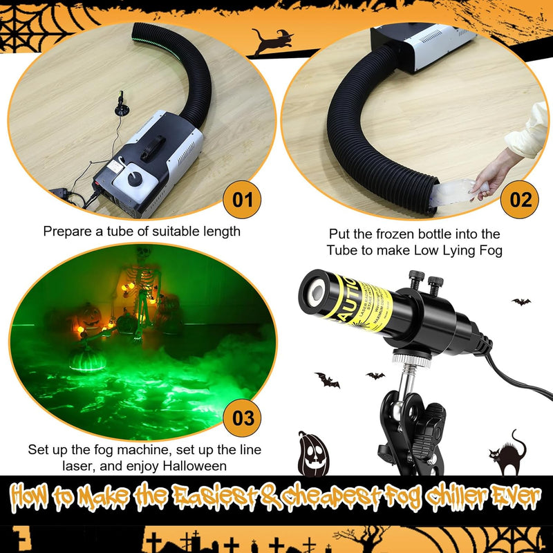 Green Laser Halloween Swamp Module Generator Halloween Projector Lights Decoration Work with Low Lying Fog Machine (Not Equipped), for Party Scary House Yard Garden Decoration