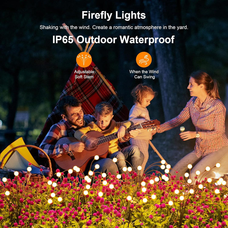 ASMAD Solar Lights Outdoor(12-Pack, 96 LEDs), Solar Garden Lights, Outdoor Decorations, Firefly Light for Patio Deco