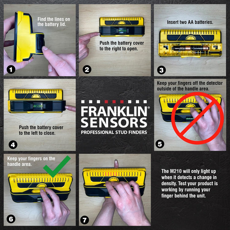 Franklin Sensors ProSensor M210 Stud Finder with 13-Sensors, Wood & Metal Stud Detector/Wall Scanner for Drywall, Live Wire Detection