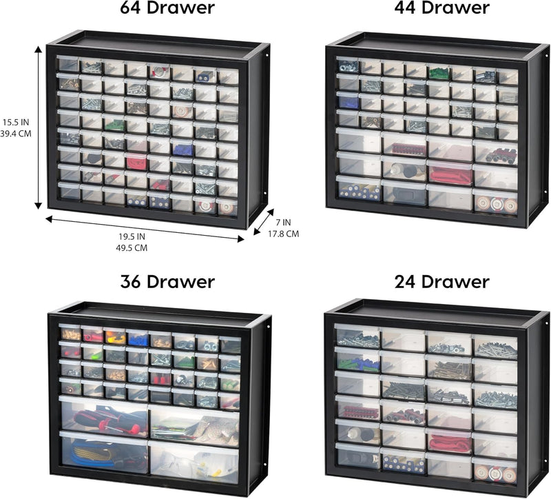 IRIS USA Screw Tool Organizer Small Parts Cabinet Chest, 44-Drawer Hardware Electronics Nuts Bolts Storage Drawers Organization Toolbox Garage Craft Business Teacher Beads Scrapbook Art Hobby - Black