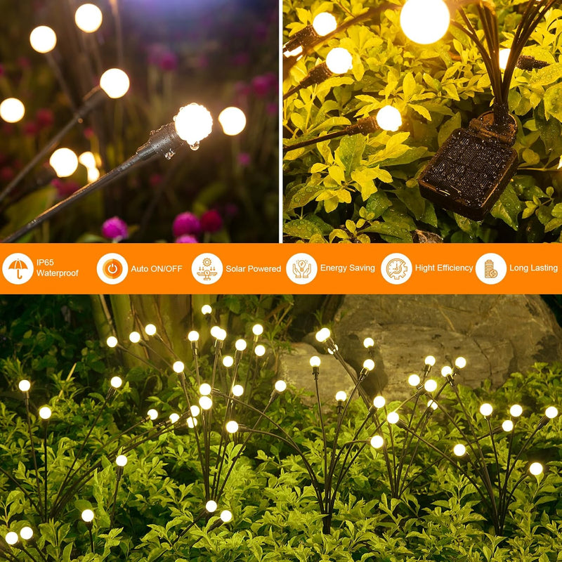 ASMAD Solar Lights Outdoor(12-Pack, 96 LEDs), Solar Garden Lights, Outdoor Decorations, Firefly Light for Patio Deco