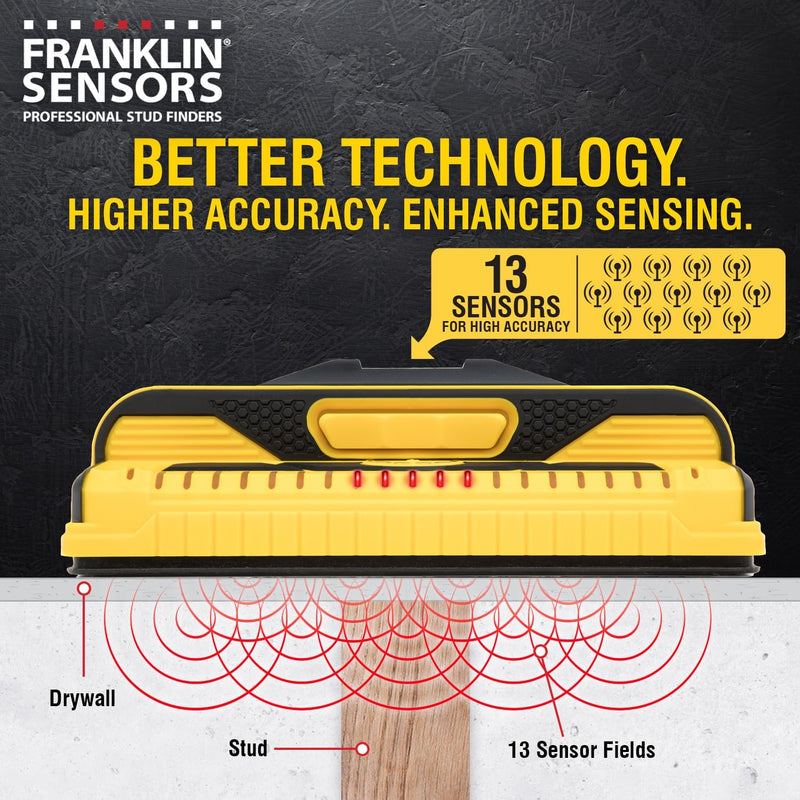 Franklin Sensors ProSensor M210 Stud Finder with 13-Sensors, Wood & Metal Stud Detector/Wall Scanner for Drywall, Live Wire Detection