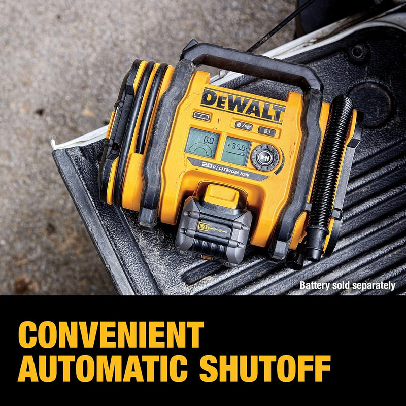 DEWALT Tire Inflator Portable Air Compressor 20V MAX, Air Pump with Automatic Shut Off, LED Light, Tool Only