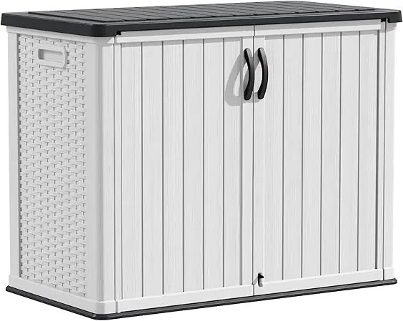 Outdoor Storage Cabinet 26 Cu Ft with Lockable Doors, Horizontal Storage Shed Patio Tools Storage Box for Sofa Cushi