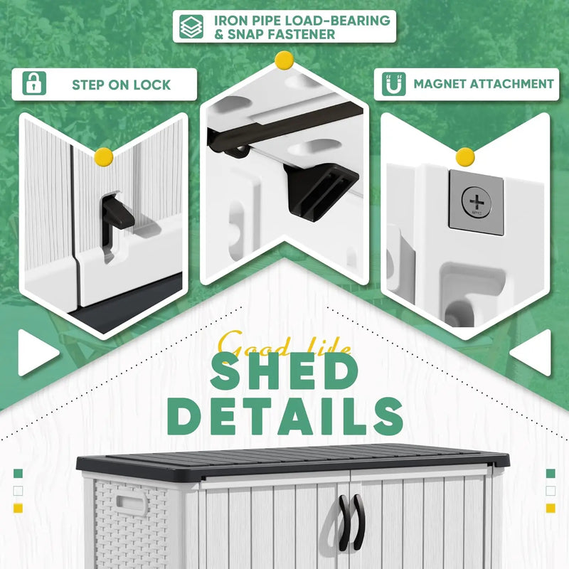 Outdoor Storage Cabinet 26 Cu Ft with Lockable Doors, Horizontal Storage Shed Patio Tools Storage Box for Sofa Cushi