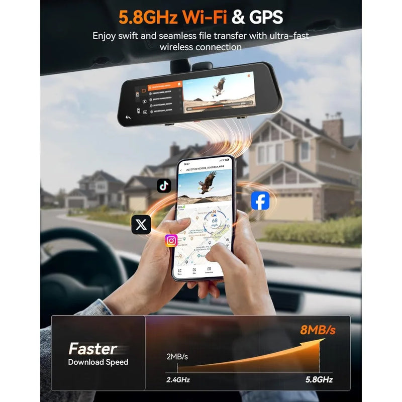 Best - Mirror Dash Cam with STARVIS 2 IMX678, 12 inches Rear View Mirror Camera with Front 4K&Rear 2.5K, Included Voice Control