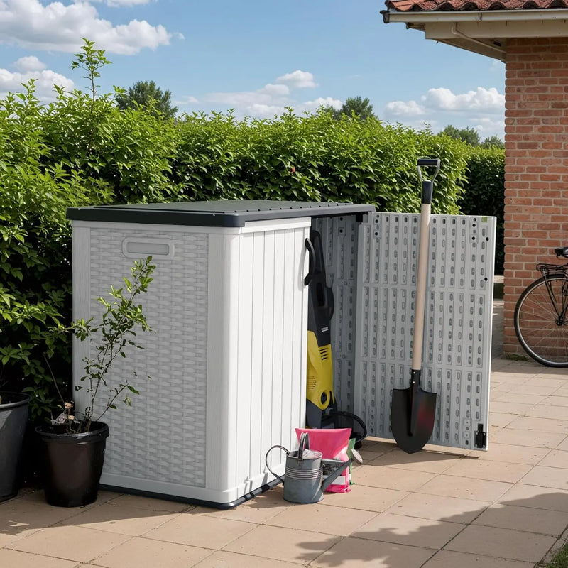 Outdoor Storage Cabinet 26 Cu Ft with Lockable Doors, Horizontal Storage Shed Patio Tools Storage Box for Sofa Cushi