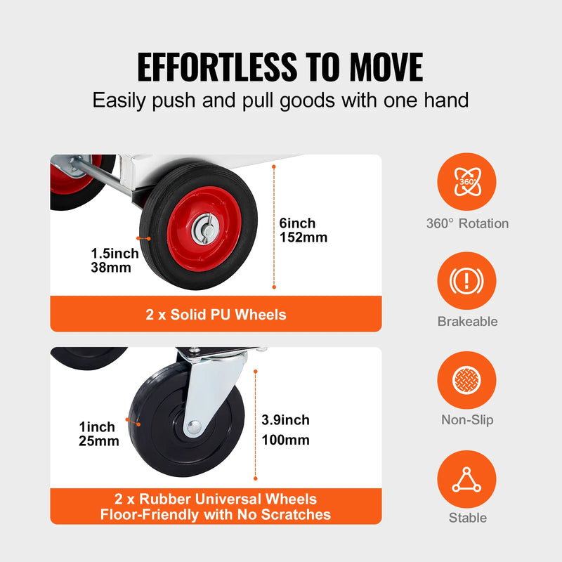 SucceBuy 400 lbs Folding Hand Truck Lightweight Dolly with Wheels Foldable Luggage Utility Cart for Warehouse Transport Moving