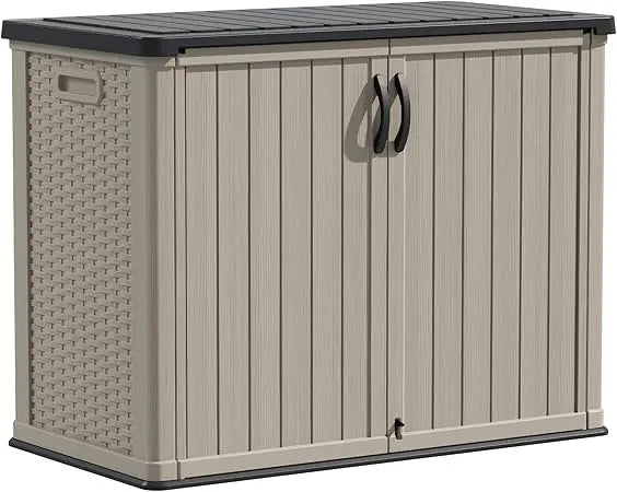 Outdoor Storage Cabinet 26 Cu Ft with Lockable Doors, Horizontal Storage Shed Patio Tools Storage Box for Sofa Cushi