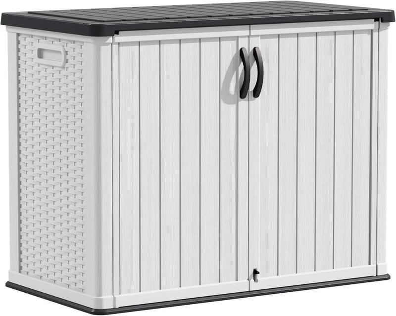 Outdoor Storage Cabinet 26 Cu Ft with Lockable Doors, Horizontal Storage Shed Patio Tools Storage Box for Sofa Cushi