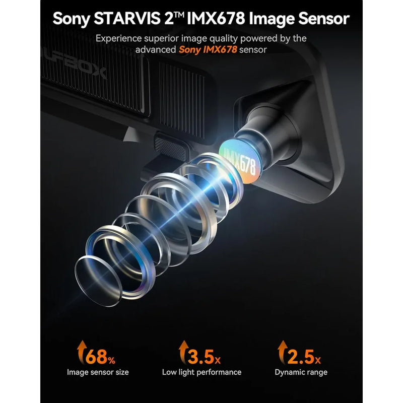 Best - Mirror Dash Cam with STARVIS 2 IMX678, 12 inches Rear View Mirror Camera with Front 4K&Rear 2.5K, Included Voice Control